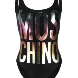 Moschino Swim Costume da Bagno Logo Arcobaleno Nero