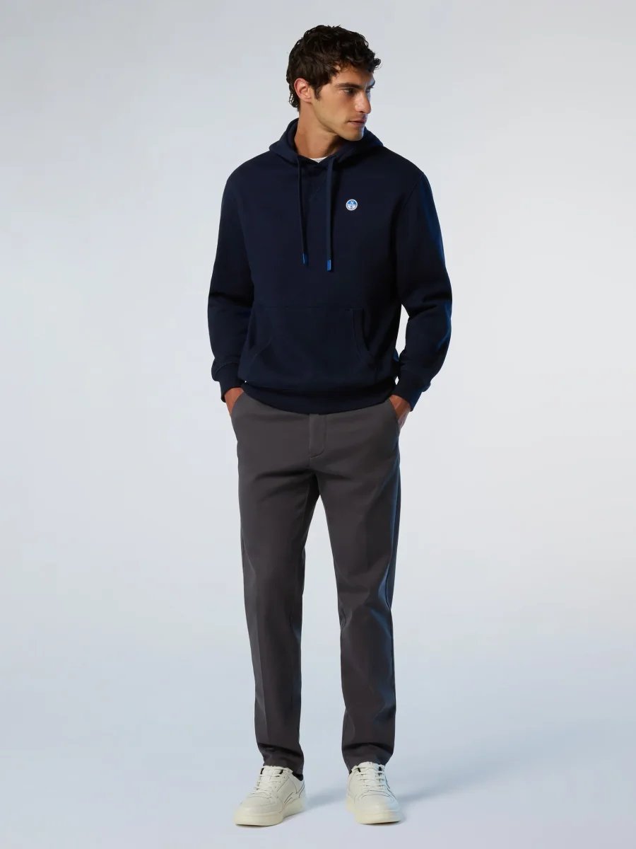North Sails Felpa manica lunga girocollo Hoodie cappuccio e tasca frontale navy blu 691084 - immagine 4