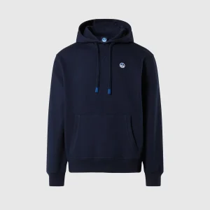 North Sails Felpa manica lunga girocollo Hoodie cappuccio e tasca frontale navy blu 691084