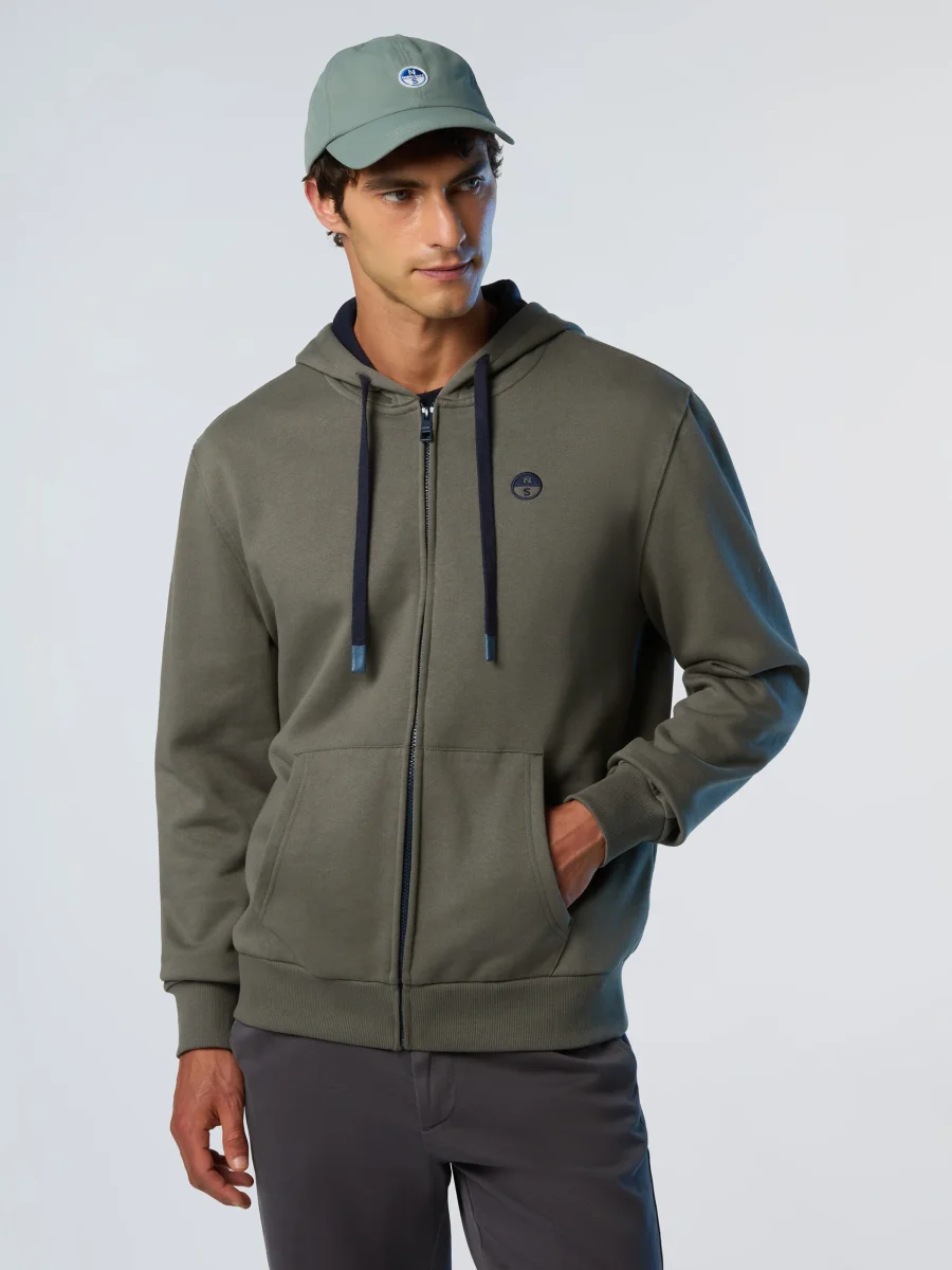 North Sails Felpa manica lunga FULL ZIP Hoodie cappuccio 691085 city grey - immagine 5