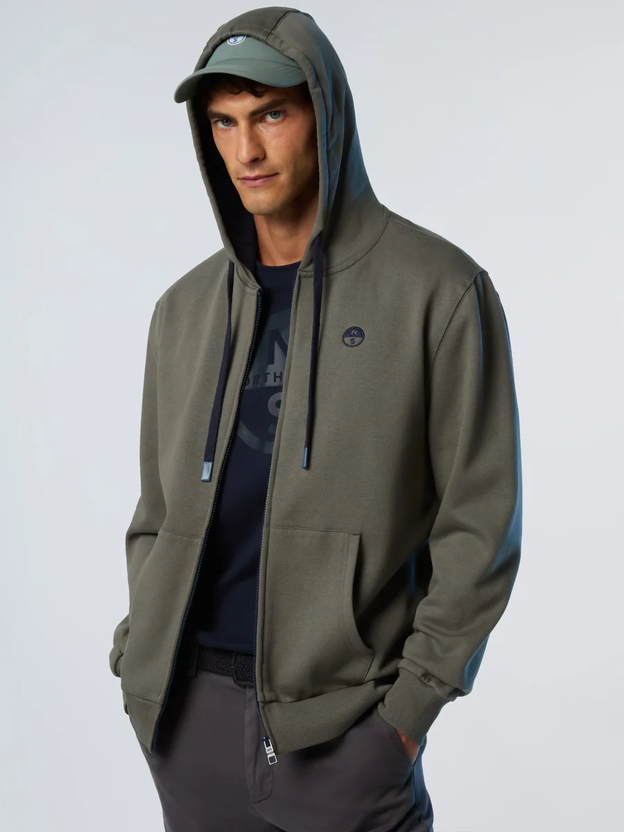 North Sails Felpa manica lunga FULL ZIP Hoodie cappuccio 691085 city grey - immagine 3