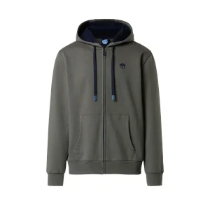 North Sails Felpa manica lunga FULL ZIP Hoodie cappuccio 691085 city grey