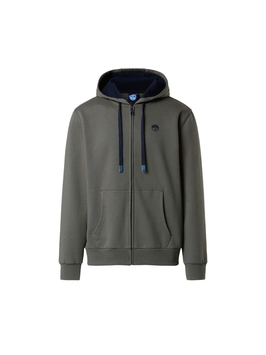 North Sails Felpa manica lunga FULL ZIP Hoodie cappuccio 691085 city grey