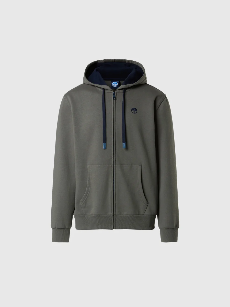 North Sails Felpa manica lunga FULL ZIP Hoodie cappuccio 691085 city grey - immagine 6