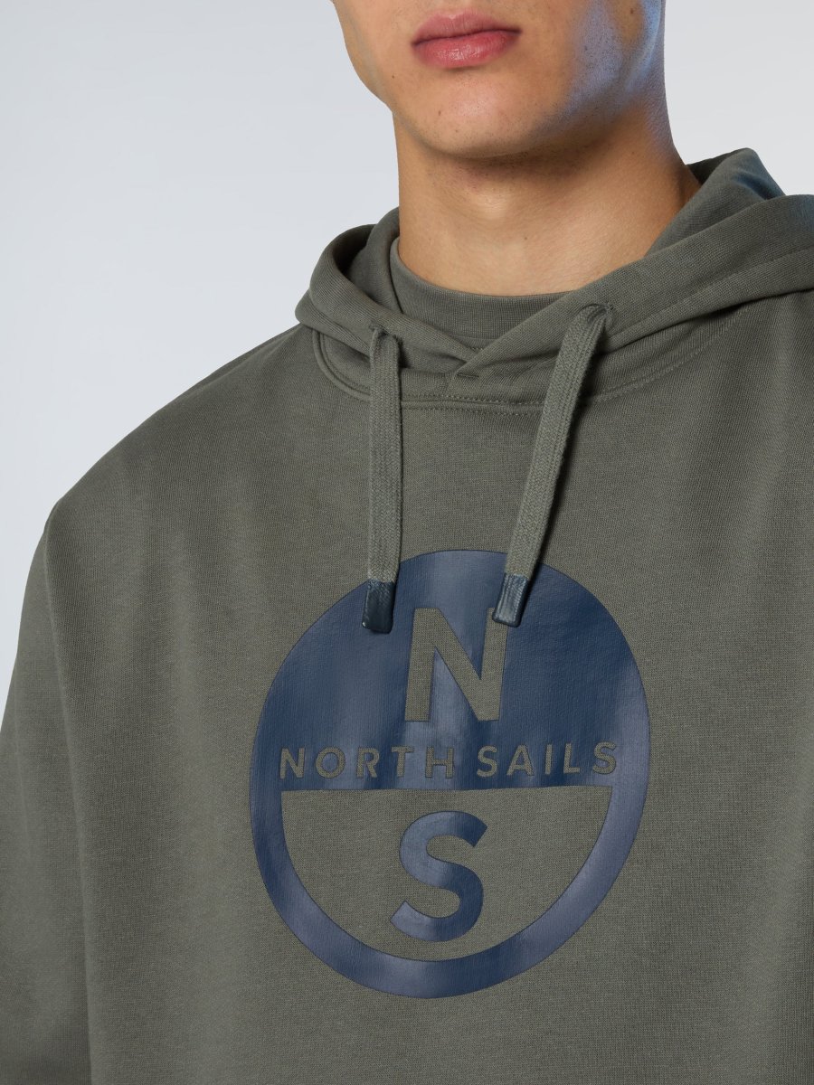 North Sails Felpa manica lunga girocollo Hoodie SWEATSHIRT Big Logo 691094 city grigio - immagine 5