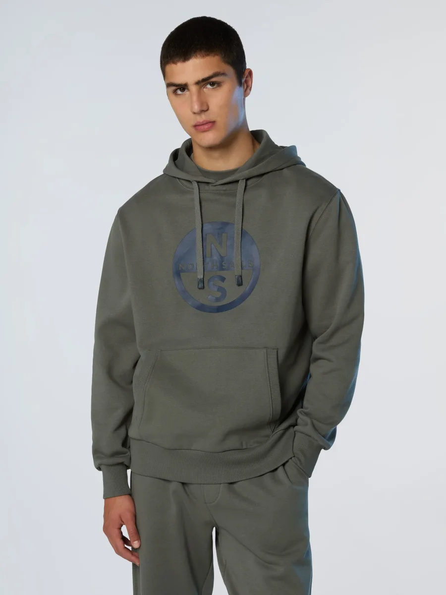North Sails Felpa manica lunga girocollo Hoodie SWEATSHIRT Big Logo 691094 city grigio - immagine 6