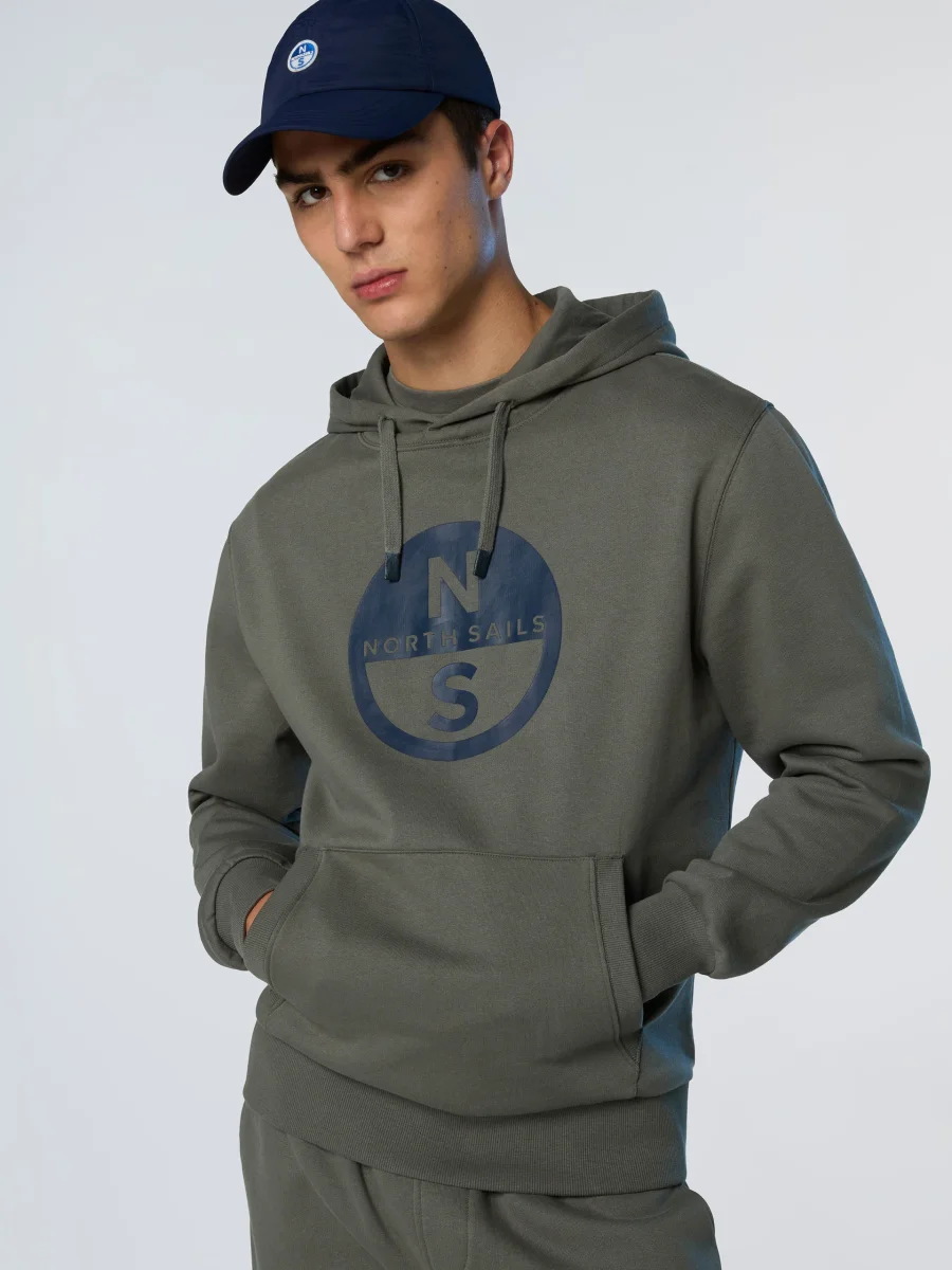 North Sails Felpa manica lunga girocollo Hoodie SWEATSHIRT Big Logo 691094 city grigio - immagine 3