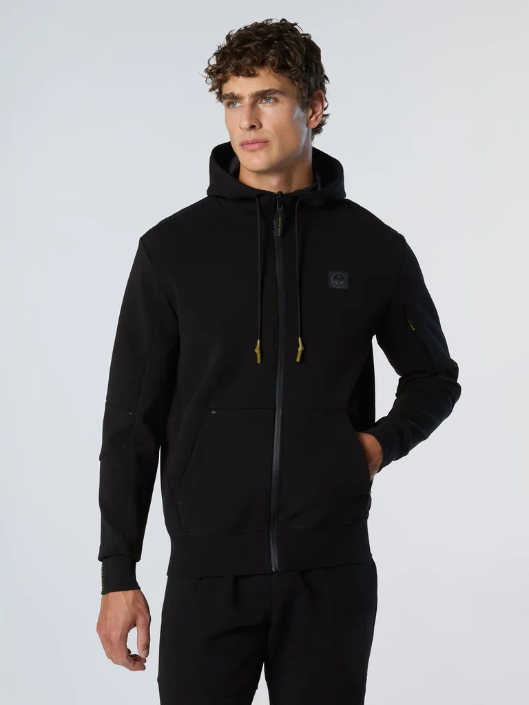 North Sails Felpa manica lunga FULL ZIP Hoodie cappuccio outdoor 691097 black - immagine 8