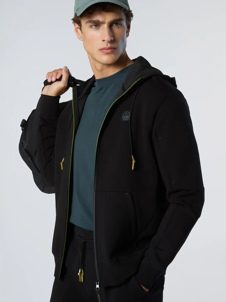 North Sails Felpa manica lunga FULL ZIP Hoodie cappuccio outdoor 691097 black - immagine 3