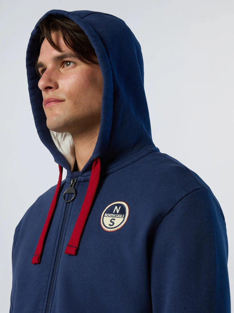 North Sails Felpa manica lunga FULL ZIP Hoodie cappuccio archivio 691125 0898 - immagine 7