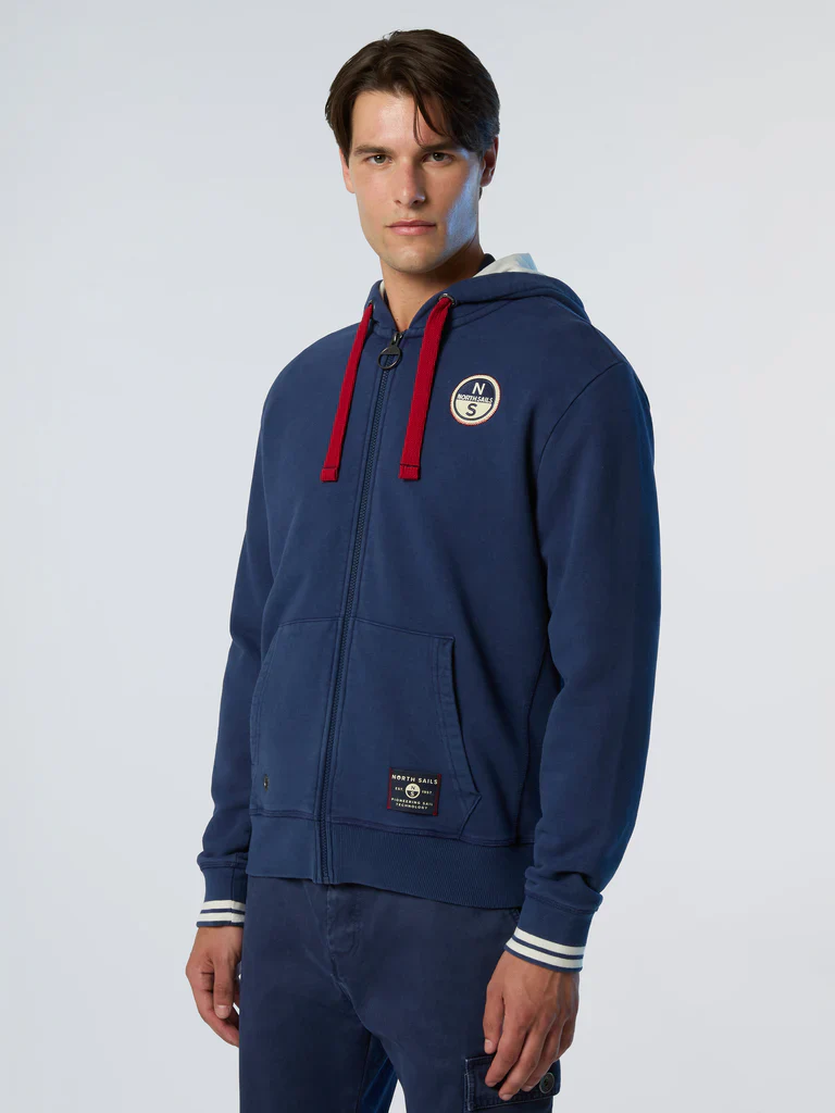 North Sails Felpa manica lunga FULL ZIP Hoodie cappuccio archivio 691125 0898 - immagine 3