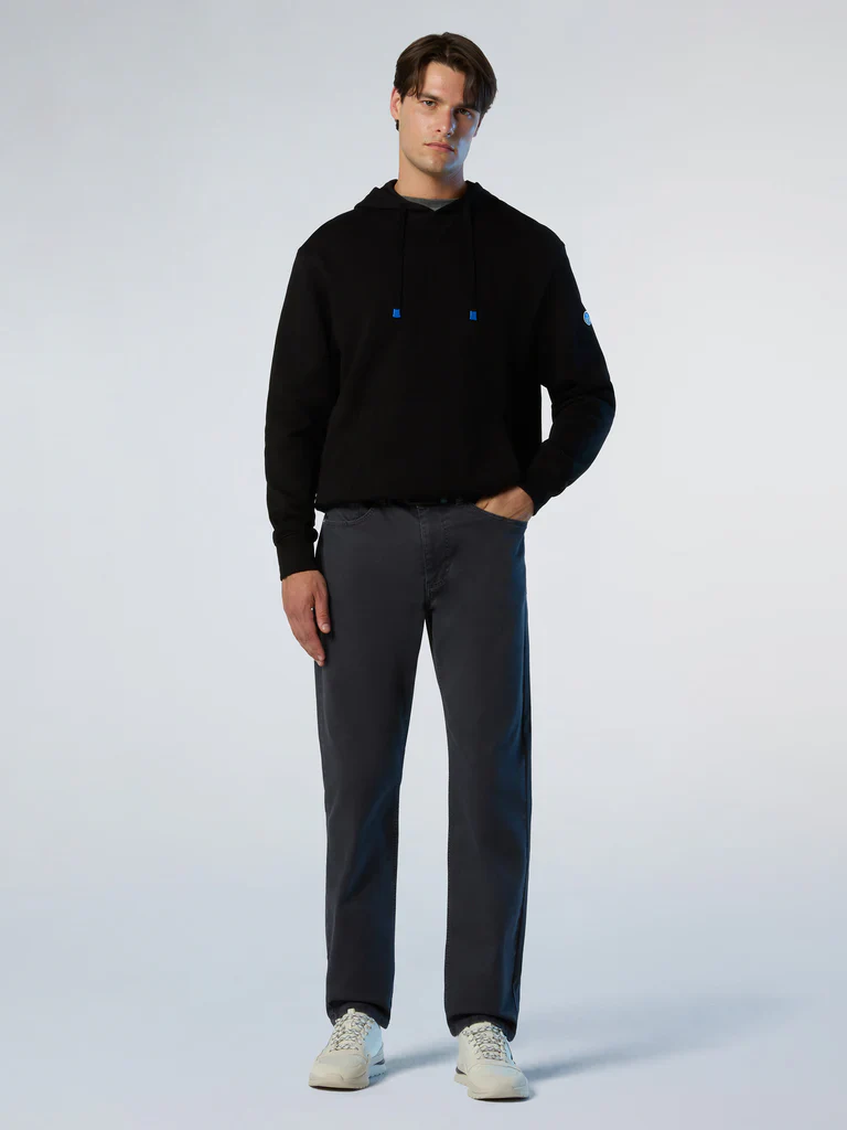 North Sails Felpa manica lunga hoodie con costine laterali 691262 nero - immagine 5