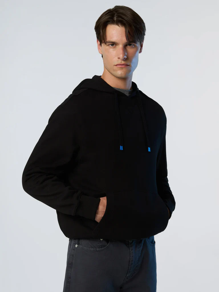 North Sails Felpa manica lunga hoodie con costine laterali 691262 nero - immagine 7