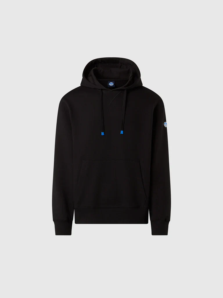 North Sails Felpa manica lunga hoodie con costine laterali 691262 nero - immagine 8