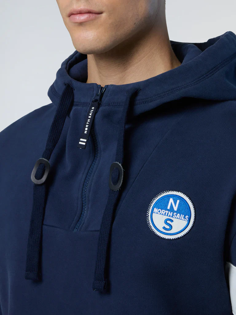 North Sails Felpa manica lunga Hoodie cappuccio full zip 691280 blu navy - immagine 5