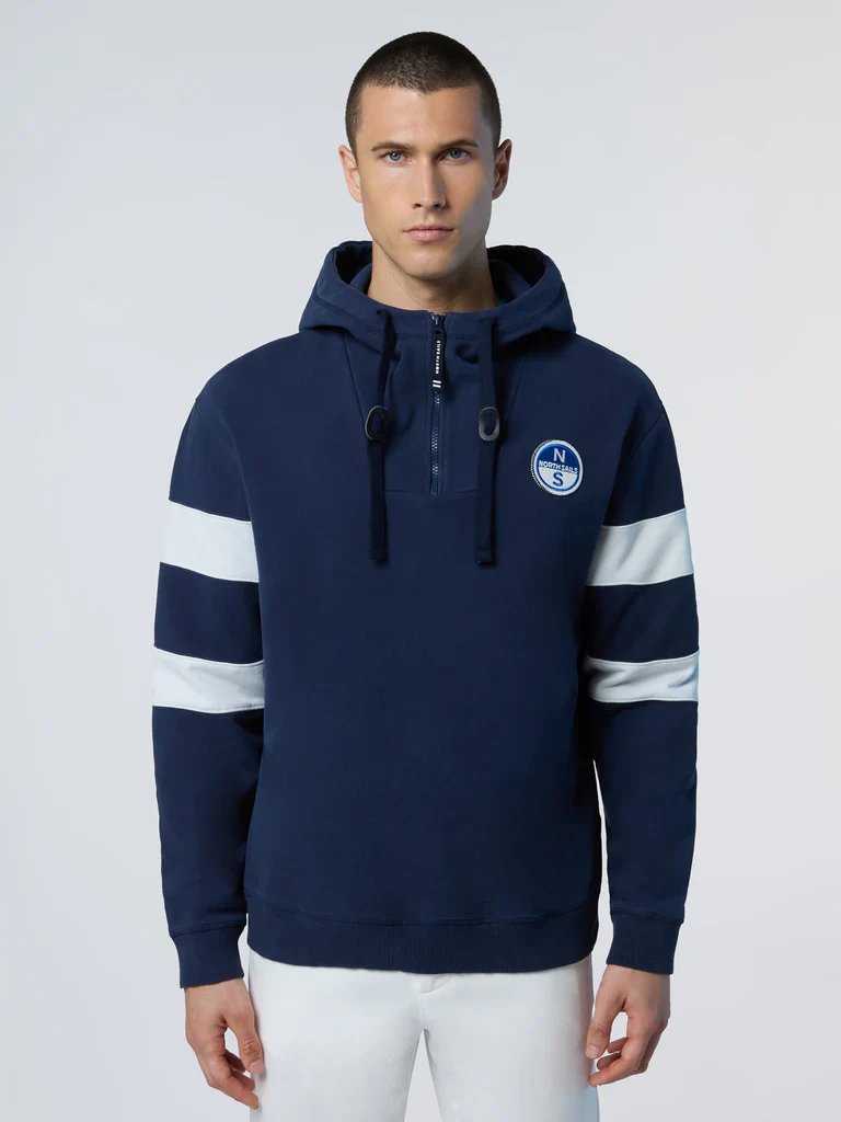 North Sails Felpa manica lunga Hoodie cappuccio full zip 691280 blu navy - immagine 7