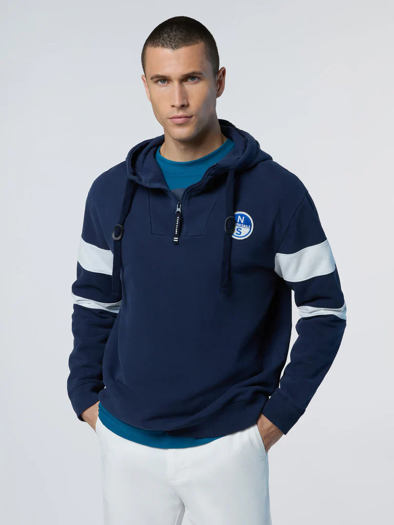 North Sails Felpa manica lunga Hoodie cappuccio full zip 691280 blu navy - immagine 8