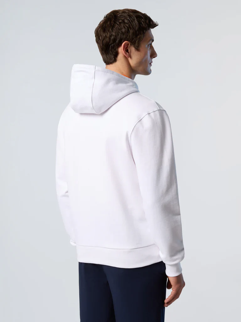 North Sails Felpa manica lunga FULL ZIP Hoodie cappuccio 691085 bianco 0105 - immagine 5