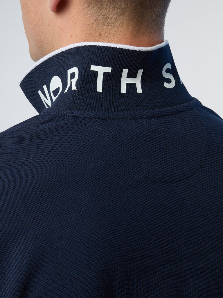 North Sails Polo maglia manica lunga 692454 colletto rigato cotone biologico 0802 navy - immagine 3