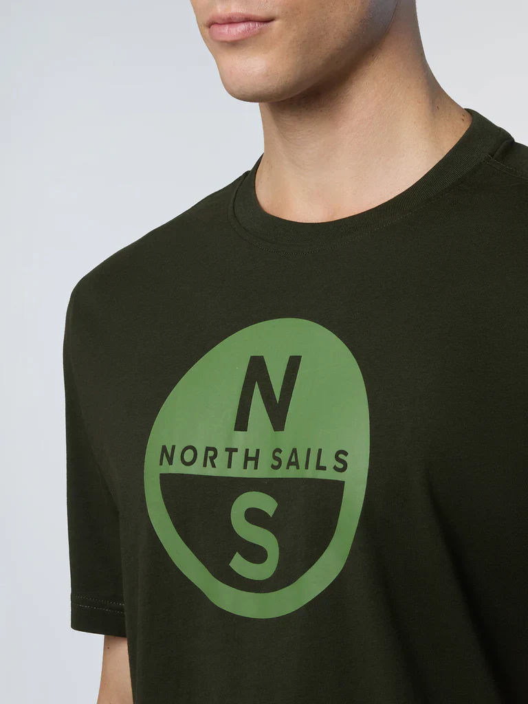 North Sails T-shirt maglia maglietta BIG LOGO cotone BIO verde 693009 - immagine 4