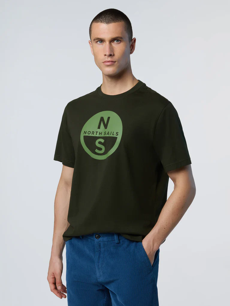 North Sails T-shirt maglia maglietta BIG LOGO cotone BIO verde 693009 - immagine 6