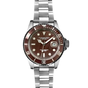 A.g.spalding&bros. New Diver Movimento Quartz Myota Citizen 2315, 20atm Marrone Uomo