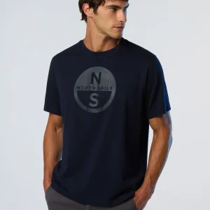 North Sails T-shirt maglia maglietta BIG LOGO cotone BIO navy blu 693009