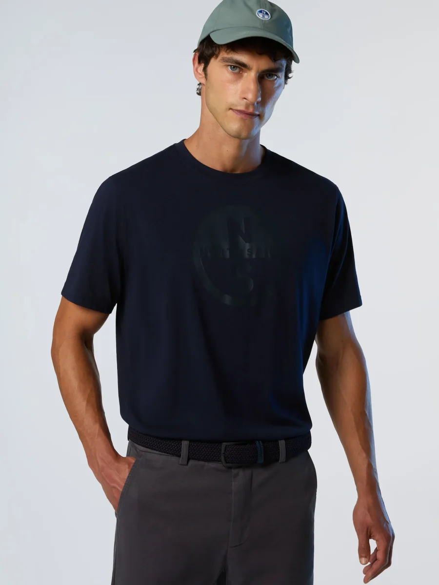 North Sails T-shirt maglia maglietta BIG LOGO cotone BIO navy blu 693009 - immagine 4