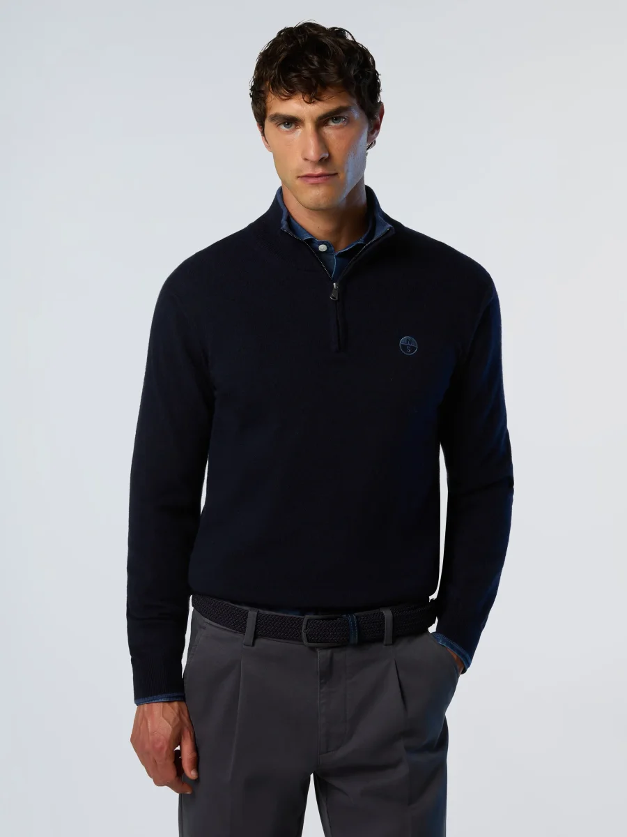 North Sails maglione misto cashmere MEZZA ZIP manica lunga finezza 12 navy blu 699148 - immagine 7