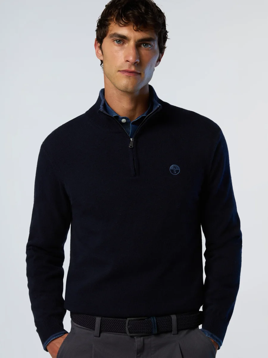 North Sails maglione misto cashmere MEZZA ZIP manica lunga finezza 12 navy blu 699148 - immagine 6