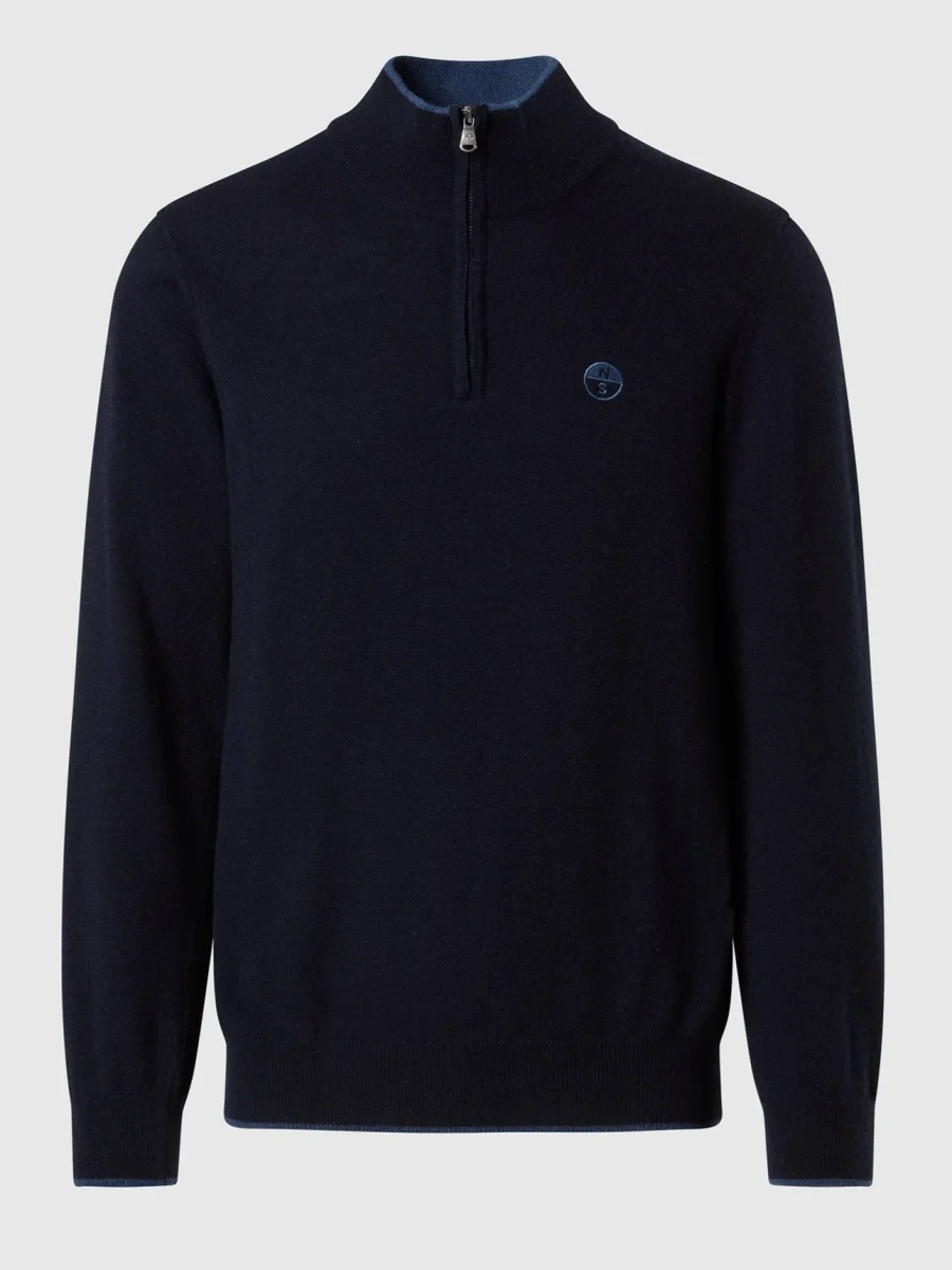 North Sails maglione misto cashmere MEZZA ZIP manica lunga finezza 12 navy blu 699148
