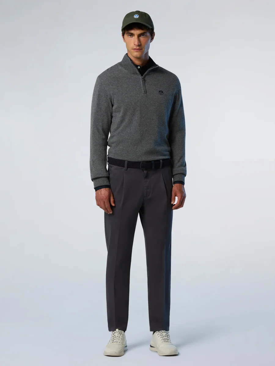 North Sails maglione misto cashmere MEZZA ZIP manica lunga finezza 12 grigio melange 699148 - immagine 4