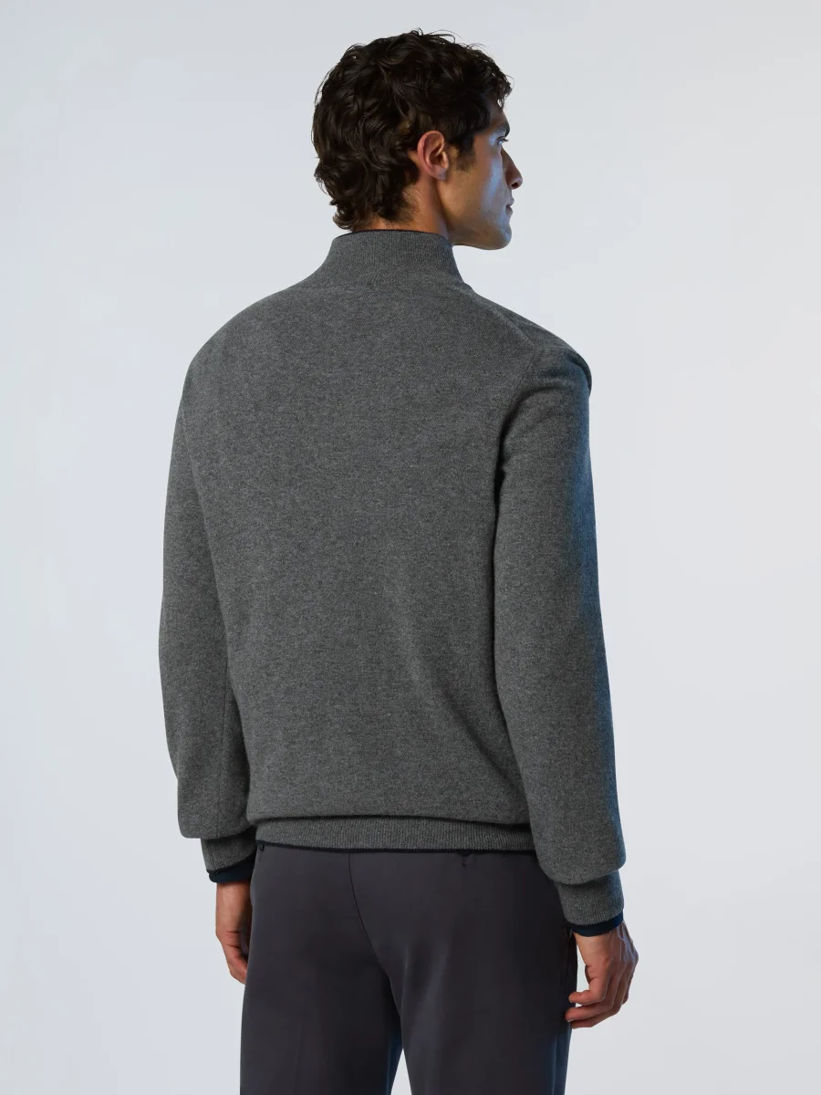 North Sails maglione misto cashmere MEZZA ZIP manica lunga finezza 12 grigio melange 699148 - immagine 5