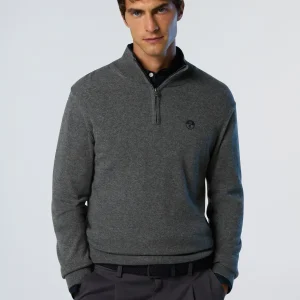 North Sails maglione misto cashmere MEZZA ZIP manica lunga finezza 12 grigio melange 699148