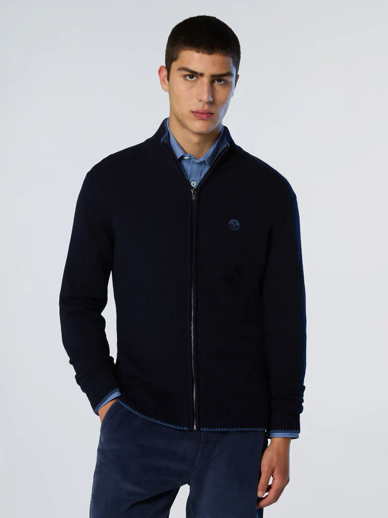 North Sails maglione misto cashmere FULL ZIP manica lunga finezza 7 navy blu 699154 - immagine 7