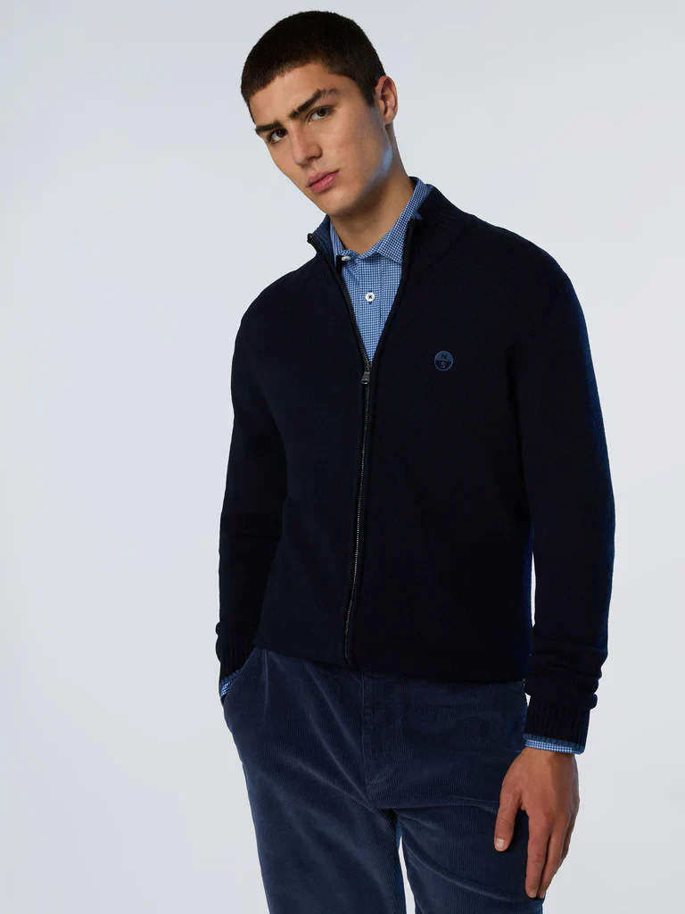 North Sails maglione misto cashmere FULL ZIP manica lunga finezza 7 navy blu 699154 - immagine 6