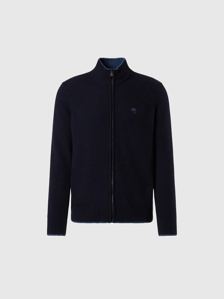 North Sails maglione misto cashmere FULL ZIP manica lunga finezza 7 navy blu 699154 - immagine 8