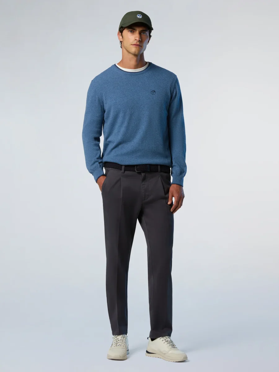 North Sails maglione misto cashmere GIROCOLLO LOGO ricamo finezza 12 699775 blu avio - immagine 4