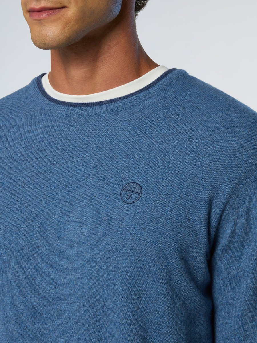 North Sails maglione misto cashmere GIROCOLLO LOGO ricamo finezza 12 699775 blu avio - immagine 6