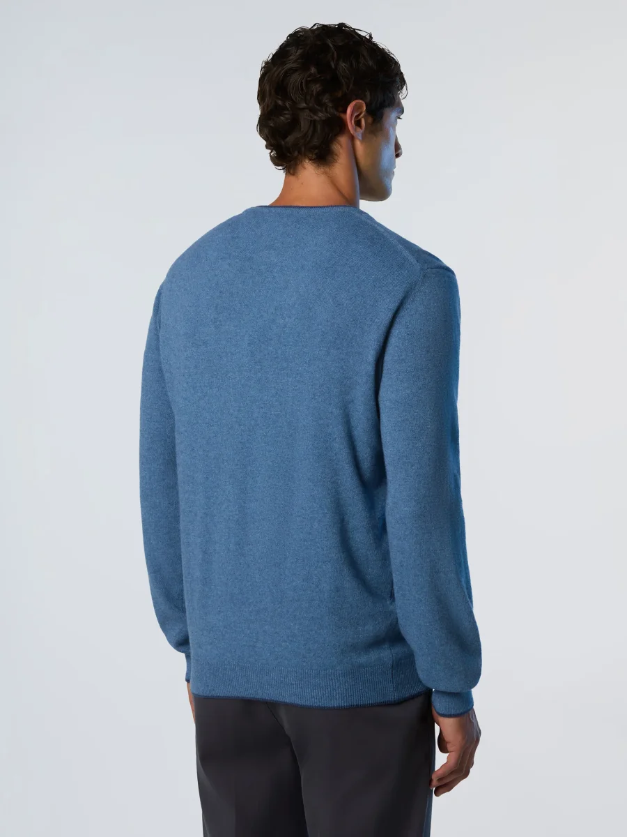 North Sails maglione misto cashmere GIROCOLLO LOGO ricamo finezza 12 699775 blu avio - immagine 5