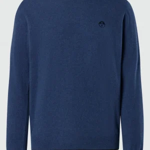 North Sails maglione misto cashmere GIROCOLLO LOGO ricamo finezza 12 699775 blu avio