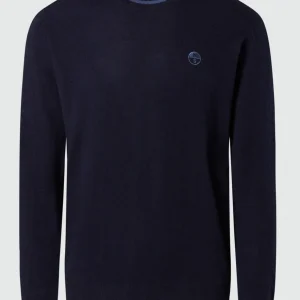 North Sails maglione misto cashmere GIROCOLLO LOGO ricamo finezza 12 699775 blu navy