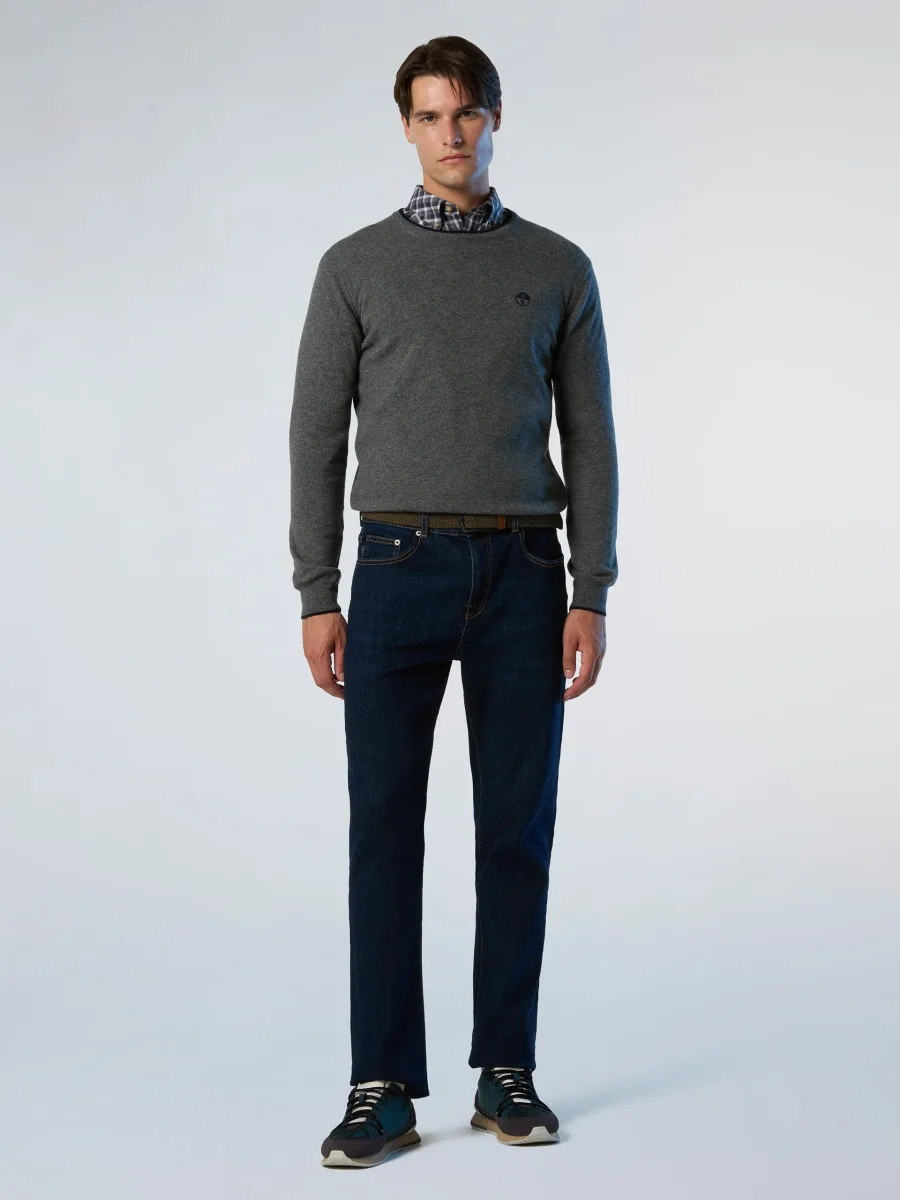 North Sails maglione misto cashmere GIROCOLLO LOGO ricamo finezza 12 699775 grigio - immagine 6