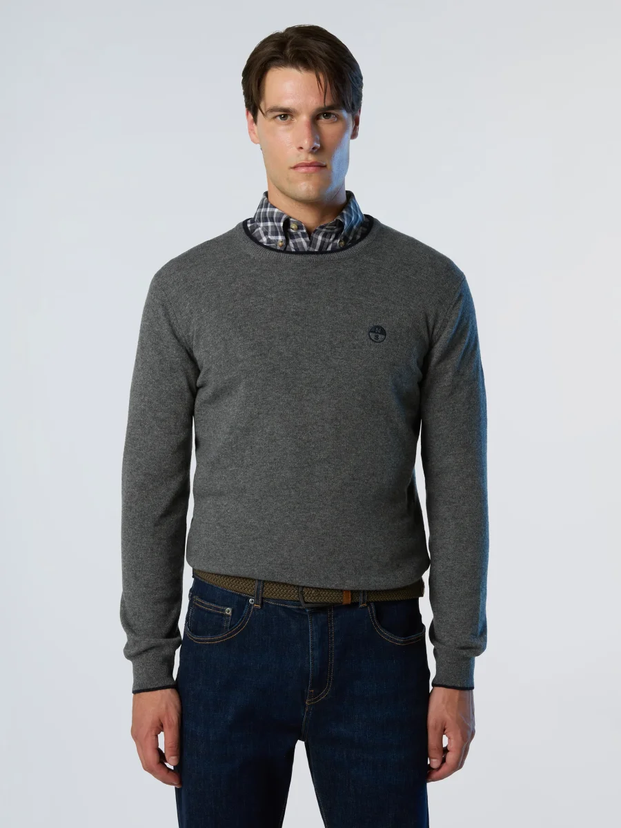 North Sails maglione misto cashmere GIROCOLLO LOGO ricamo finezza 12 699775 grigio - immagine 7