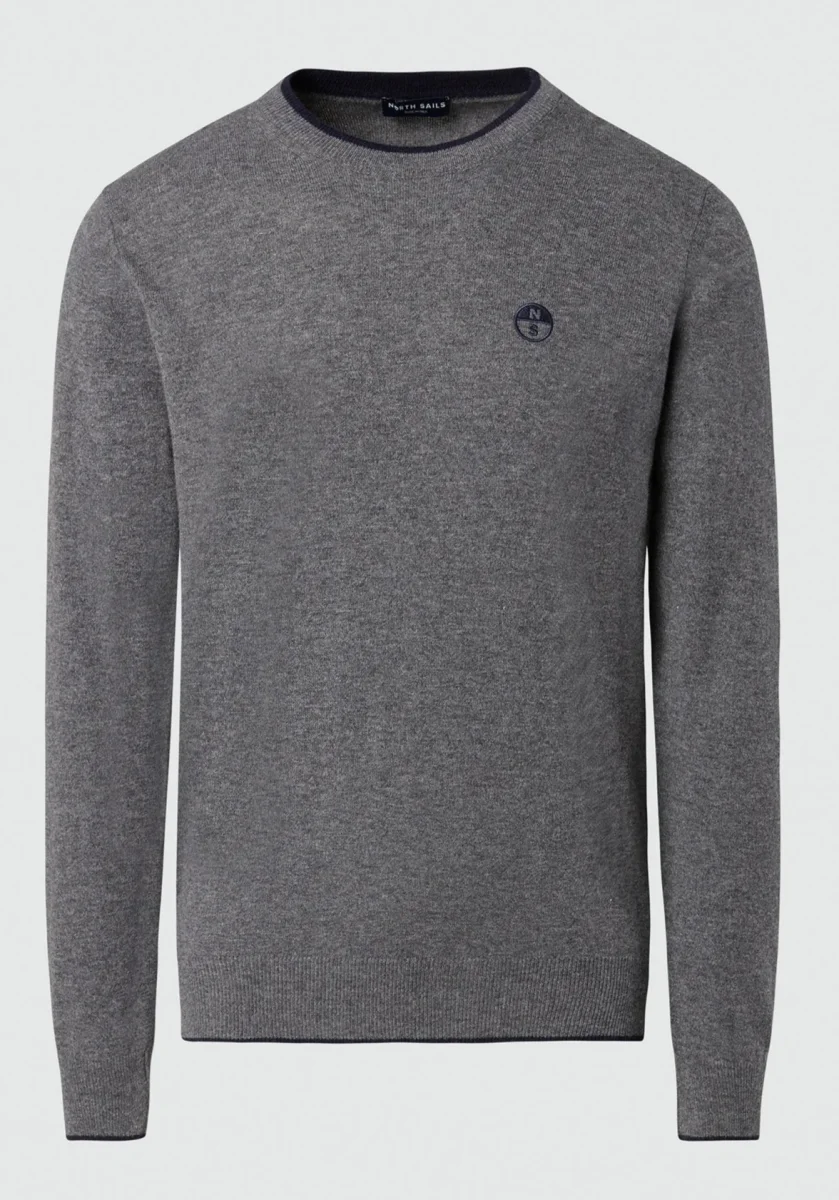 North Sails maglione misto cashmere GIROCOLLO LOGO ricamo finezza 12 699775 grigio