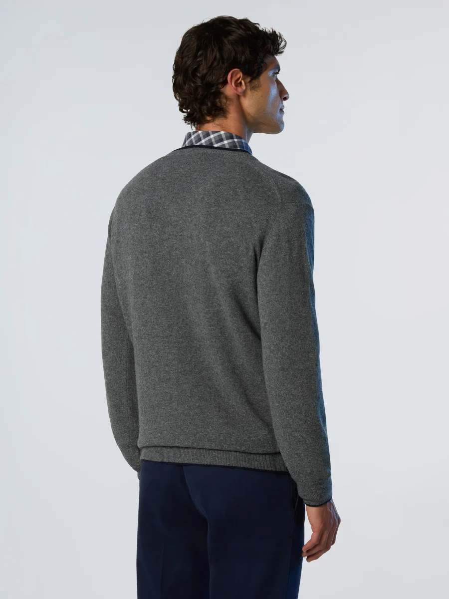 North Sails maglione misto cashmere SCOLLO V LOGO ricamo finezza 12 699776 grigio melange - immagine 3
