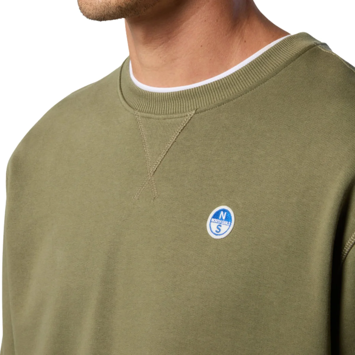 North Sails Felpa manica lunga girocollo CREWNECK SWEATSHIRT verde militare 691220 - immagine 7