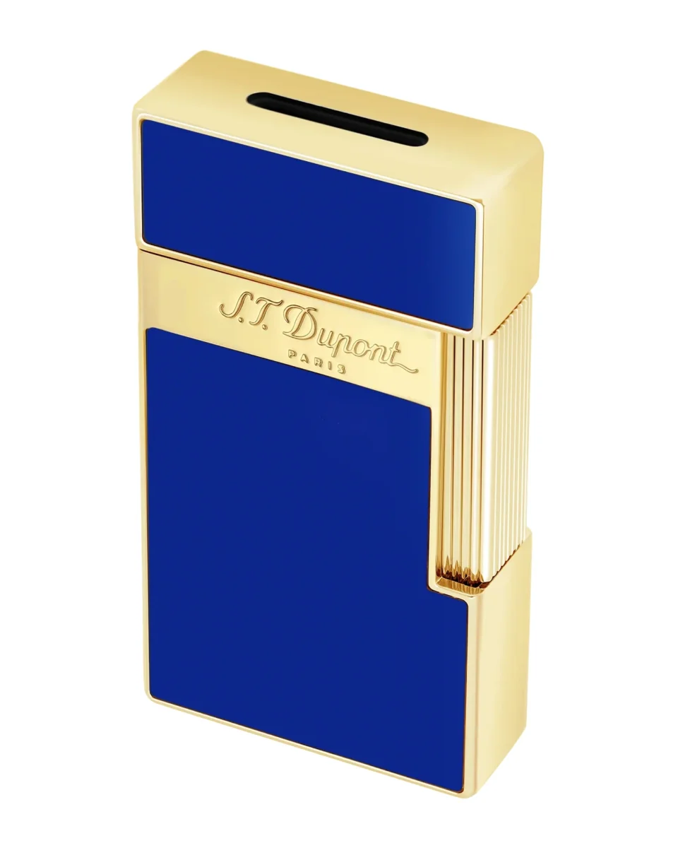 S.t.dupont accendino Biggy Potente Fiamma Torcia Laccato Blu e Oro - 025005