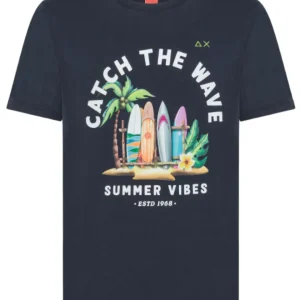 Sun68 Maglietta Manica Corta Cotone Blu