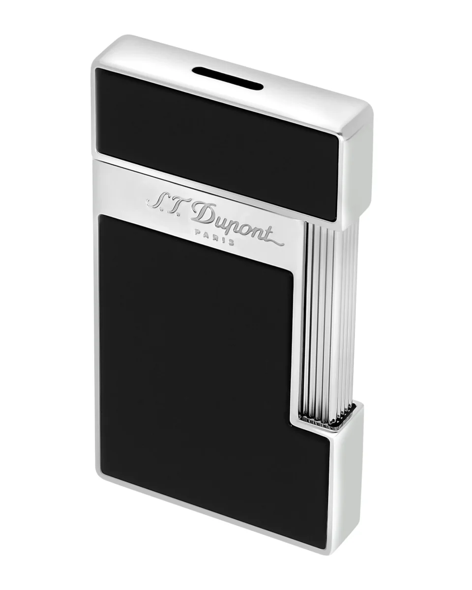 S.t.dupont accendino gas Slimmy Argento cromo e nero laccato 028221 - immagine 4